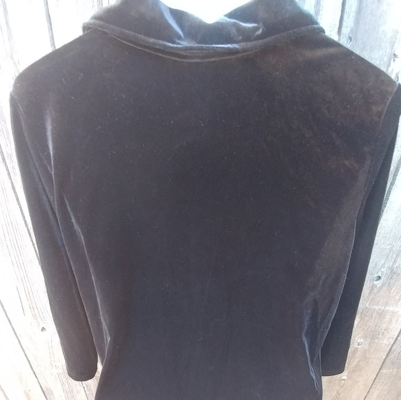Kathie Lee Collection Velour Top 3/4 Sleeves - Picture 2 of 6